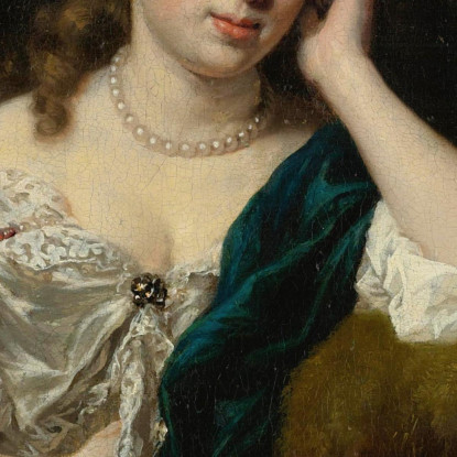 Ritratto Di Una Dama Seduta Accanto A Una Fontana Nicolaes Maes nma20 quadro stampato su tela