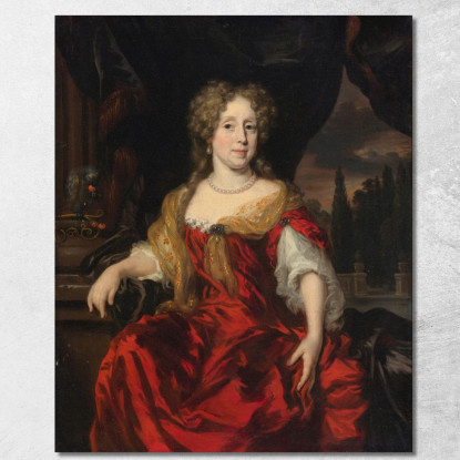 Ritratto Di Una Dama Con Indosso Un Abito Rosso Nicolaes Maes nma21 quadro stampato su tela