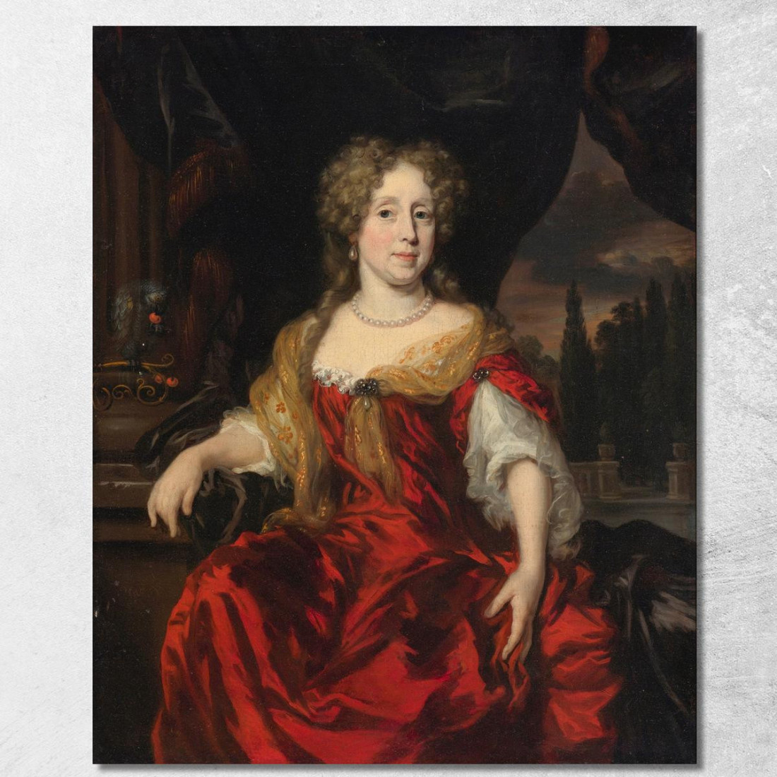 Ritratto Di Una Dama Con Indosso Un Abito Rosso Nicolaes Maes nma21 quadro stampato su tela