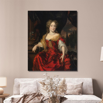 Ritratto Di Una Dama Con Indosso Un Abito Rosso Nicolaes Maes nma21 quadro stampato su tela