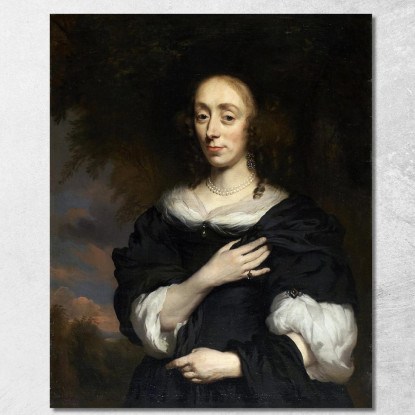 Ritratto Di Una Donna Con Indosso Un Abito Nero Nicolaes Maes nma25 quadro stampato su tela