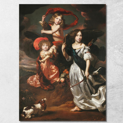 Ritratto Di Tre Bambini Come Cerere Ganimede E Diana Nicolaes Maes nma32 quadro stampato su tela