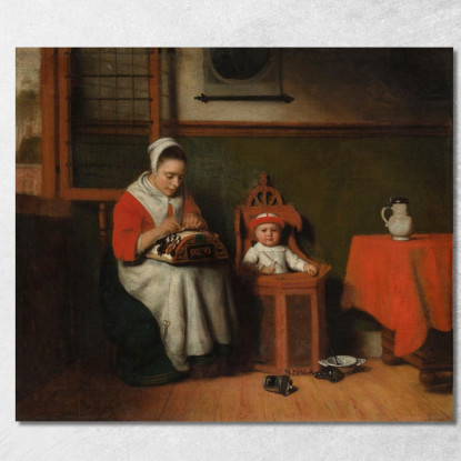 La Merlettaia Nicolaes Maes nma37 quadro stampato su tela