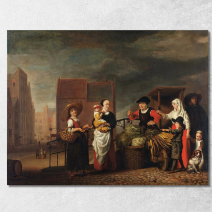 Mercato Delle Verdure Nicolaes Maes nma41 quadro stampato su tela