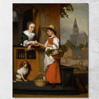 Venditrice Di Verdure Nicolaes Maes nma42 quadro stampato su tela
