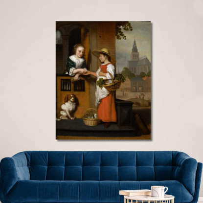 Venditrice Di Verdure Nicolaes Maes nma42 quadro stampato su tela