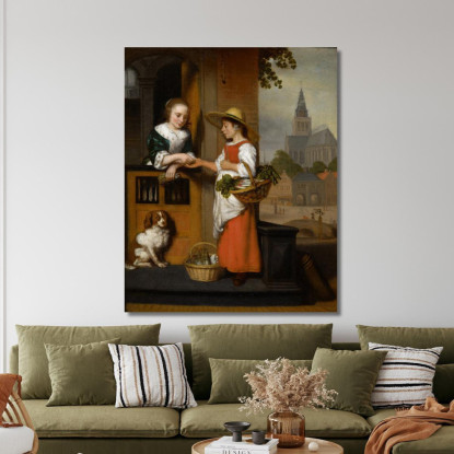 Venditrice Di Verdure Nicolaes Maes nma42 quadro stampato su tela