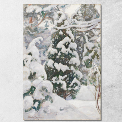 Ginepro Nella Neve Pekka Halonen phl10 quadro stampato su tela