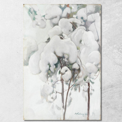 Piantine Di Pino Coperte Di Neve Pekka Halonen phl20 quadro stampato su tela