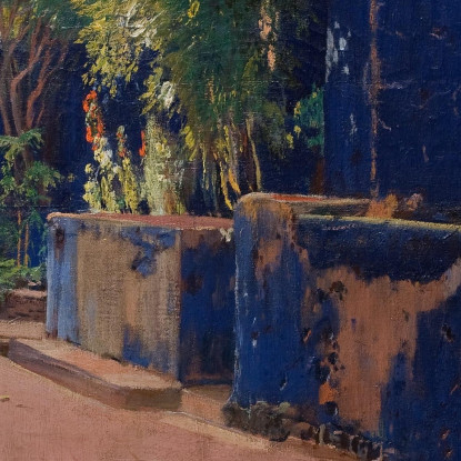 Cortile Blu. Arenys De Munt Santiago Rusiñol srs3 quadro stampato su tela