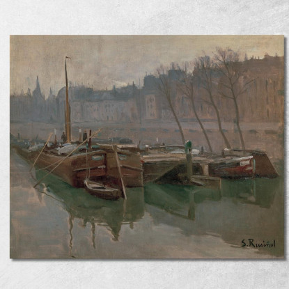 Barche Sulla Senna Santiago Rusiñol srs4 quadro stampato su tela
