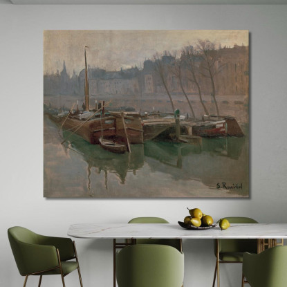 Barche Sulla Senna Santiago Rusiñol srs4 quadro stampato su tela