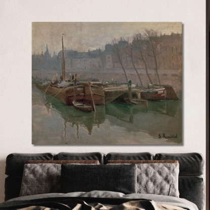 Barche Sulla Senna Santiago Rusiñol srs4 quadro stampato su tela