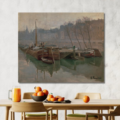 Barche Sulla Senna Santiago Rusiñol srs4 quadro stampato su tela
