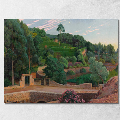 Anfiteatro Verde: Una Vista Dei Giardini Di Sa Coma Santiago Rusiñol srs17 quadro stampato su tela