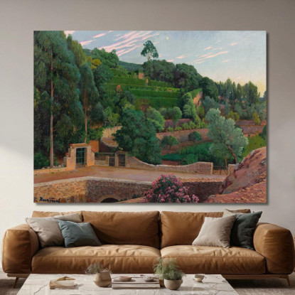 Anfiteatro Verde: Una Vista Dei Giardini Di Sa Coma Santiago Rusiñol srs17 quadro stampato su tela