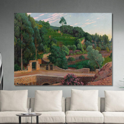 Anfiteatro Verde: Una Vista Dei Giardini Di Sa Coma Santiago Rusiñol srs17 quadro stampato su tela