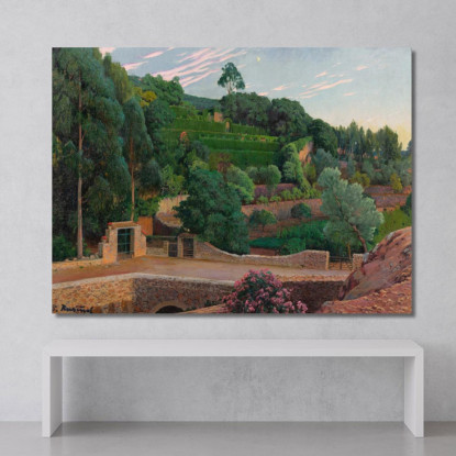 Anfiteatro Verde: Una Vista Dei Giardini Di Sa Coma Santiago Rusiñol srs17 quadro stampato su tela