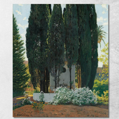 La Fontana Dei Cipressi Santiago Rusiñol srs21 quadro stampato su tela