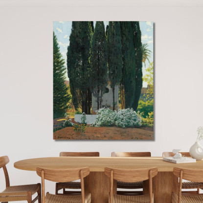 La Fontana Dei Cipressi Santiago Rusiñol srs21 quadro stampato su tela