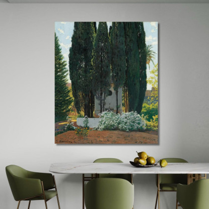 La Fontana Dei Cipressi Santiago Rusiñol srs21 quadro stampato su tela