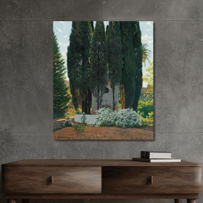 La Fontana Dei Cipressi Santiago Rusiñol srs21 quadro stampato su tela