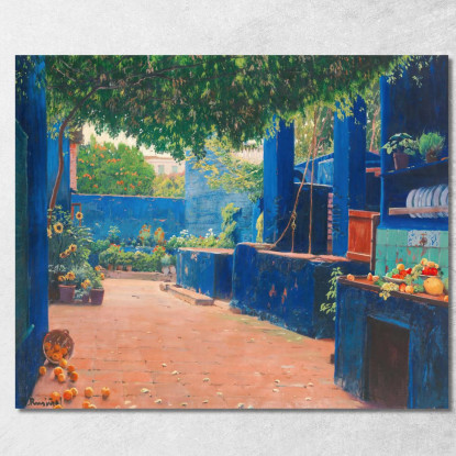 Il Cortile Blu Di Arenys Santiago Rusiñol srs36 quadro stampato su tela