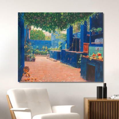 Il Cortile Blu Di Arenys Santiago Rusiñol srs36 quadro stampato su tela