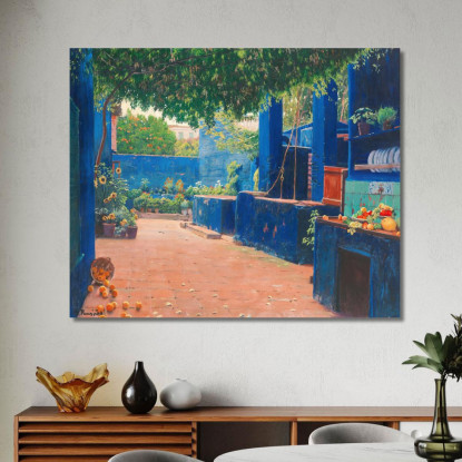 Il Cortile Blu Di Arenys Santiago Rusiñol srs36 quadro stampato su tela