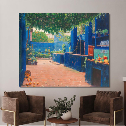 Il Cortile Blu Di Arenys Santiago Rusiñol srs36 quadro stampato su tela