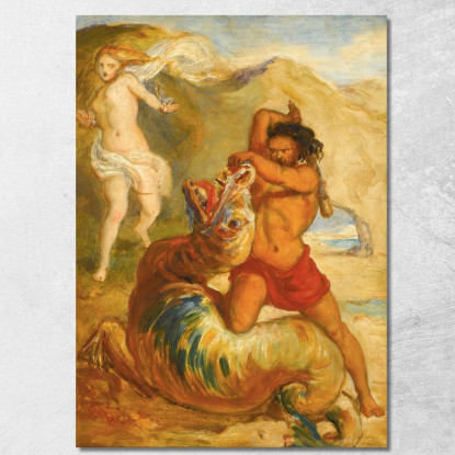 Perseo Salva Andromeda Sir John Everett Millais jem23 quadro stampato su tela