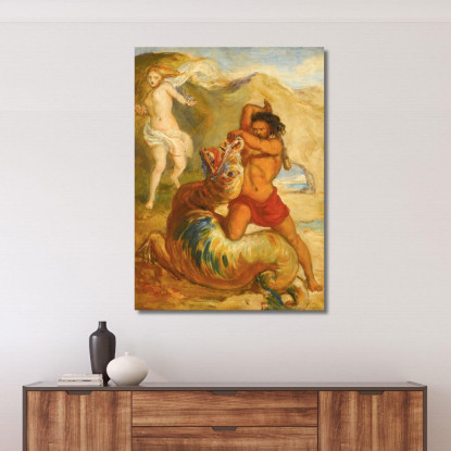 Perseo Salva Andromeda Sir John Everett Millais jem23 quadro stampato su tela