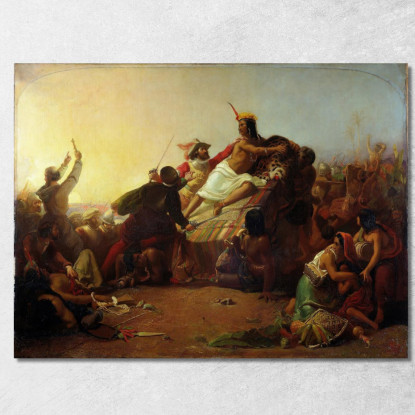 Pizarro Che Cattura L'Inca Del Perù Sir John Everett Millais jem24 quadro stampato su tela