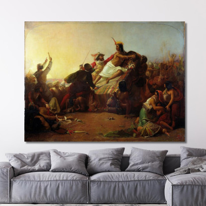 Pizarro Che Cattura L'Inca Del Perù Sir John Everett Millais jem24 quadro stampato su tela