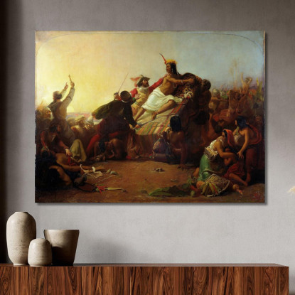 Pizarro Che Cattura L'Inca Del Perù Sir John Everett Millais jem24 quadro stampato su tela