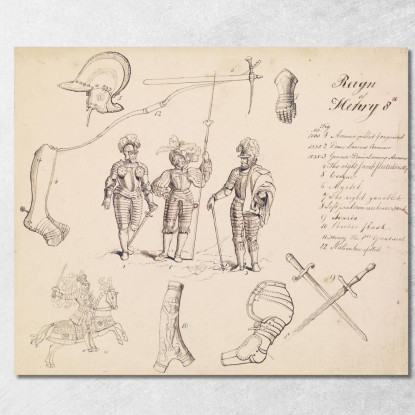 Schizzi Di Armature – Studio Per Enrico Viii 2 Sir John Everett Millais jem35 quadro stampato su tela