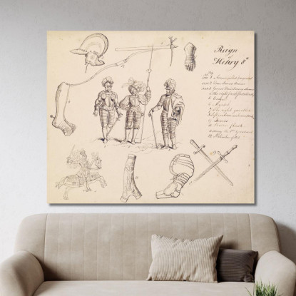 Schizzi Di Armature – Studio Per Enrico Viii 2 Sir John Everett Millais jem35 quadro stampato su tela
