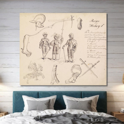 Schizzi Di Armature – Studio Per Enrico Viii 2 Sir John Everett Millais jem35 quadro stampato su tela