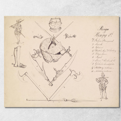 Schizzi Di Armature – Studio Per Enrico Viii Sir John Everett Millais jem36 quadro stampato su tela