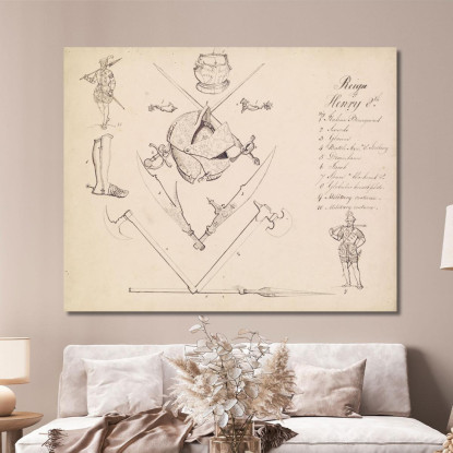 Schizzi Di Armature – Studio Per Enrico Viii Sir John Everett Millais jem36 quadro stampato su tela