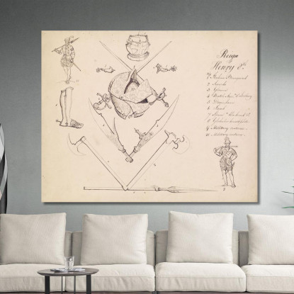 Schizzi Di Armature – Studio Per Enrico Viii Sir John Everett Millais jem36 quadro stampato su tela