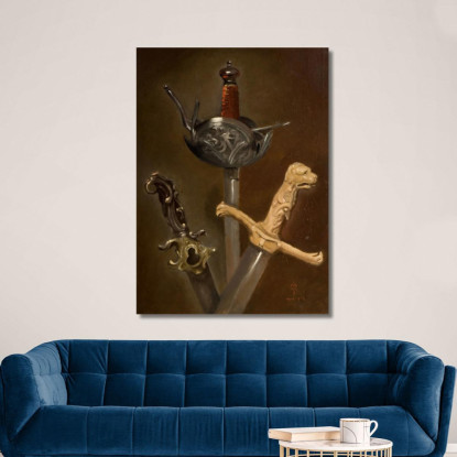 Tre Impugnature Di Spada Sir John Everett Millais jem60 quadro stampato su tela