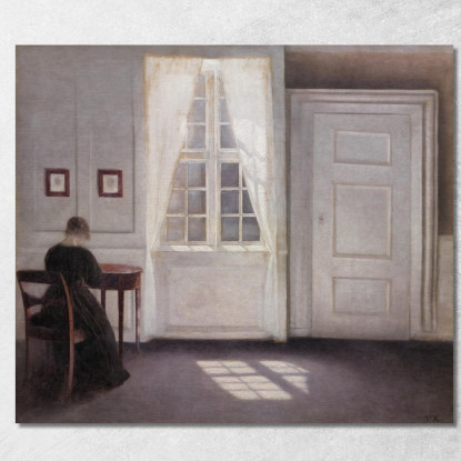 Una Stanza Nella Casa Dell'Artista In Strandgade Copenaghen Con La Moglie Dell'Artista 2 Vilhelm Hammershøi vhm1 quadro stampat