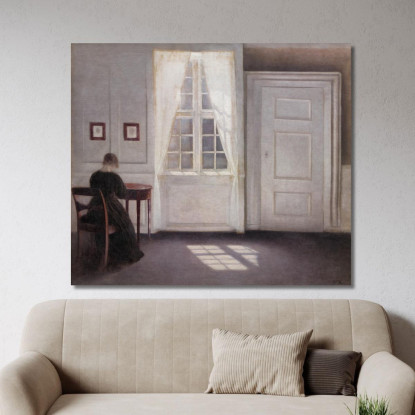 Una Stanza Nella Casa Dell'Artista In Strandgade Copenaghen Con La Moglie Dell'Artista 2 Vilhelm Hammershøi vhm1 quadro stampat