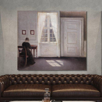 Una Stanza Nella Casa Dell'Artista In Strandgade Copenaghen Con La Moglie Dell'Artista 2 Vilhelm Hammershøi vhm1 quadro stampat