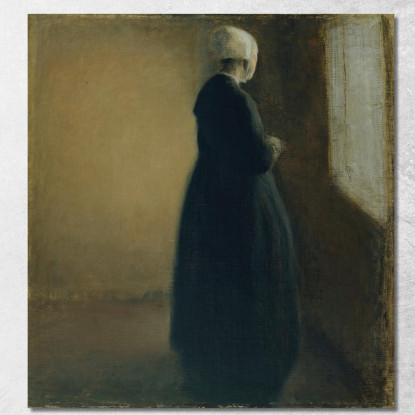 Una Vecchia In Piedi Vicino A Una Finestra Vilhelm Hammershøi vhm4 quadro stampato su tela