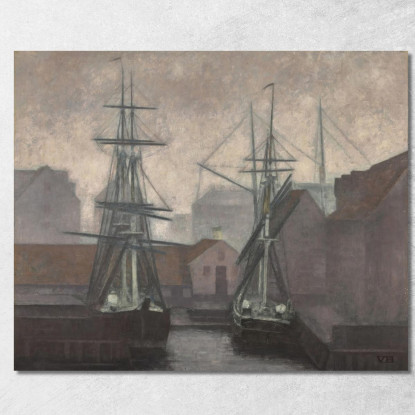 Molo Del Commercio Della Groenlandia Christianshavn Copenaghen Vilhelm Hammershøi vhm13 quadro stampato su tela