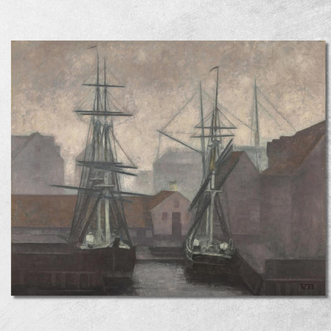 Molo Del Commercio Della Groenlandia Christianshavn Copenaghen Vilhelm Hammershøi vhm13 quadro stampato su tela