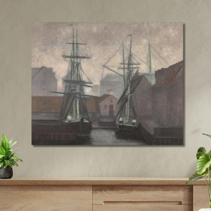Molo Del Commercio Della Groenlandia Christianshavn Copenaghen Vilhelm Hammershøi vhm13 quadro stampato su tela