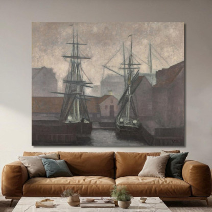 Molo Del Commercio Della Groenlandia Christianshavn Copenaghen Vilhelm Hammershøi vhm13 quadro stampato su tela